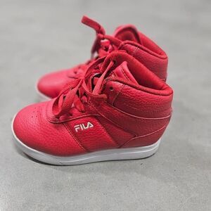 FILA High Top Logo Shoes Boys Youth Size 10 Red